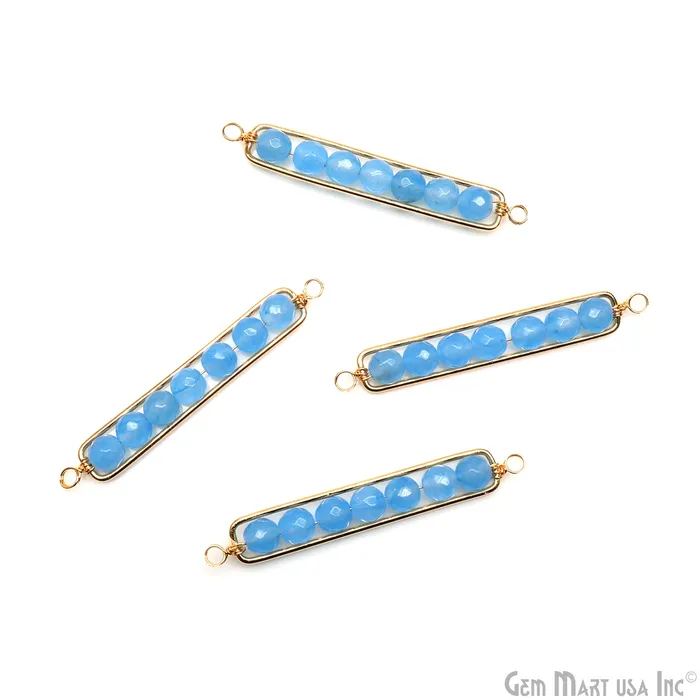 GemMartUSA PreStyled Sets Rectangle 47x8mm Wire Wrapped Gold Plated Statement Pendant Connector