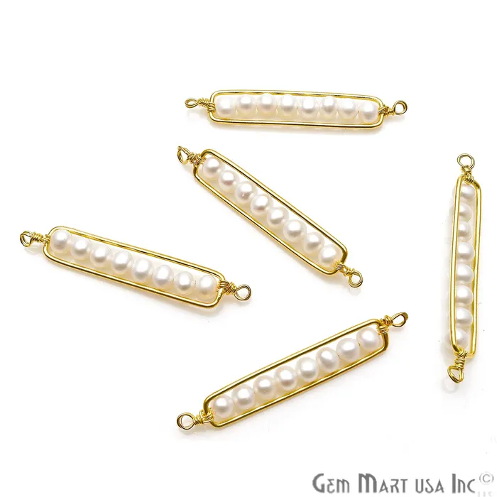 GemMartUSA PreStyled Sets Rectangle 47x8mm Wire Wrapped Gold Plated Statement Pendant Connector