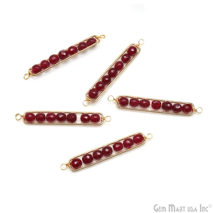 GemMartUSA PreStyled Sets Rectangle 47x8mm Wire Wrapped Gold Plated Statement Pendant Connector