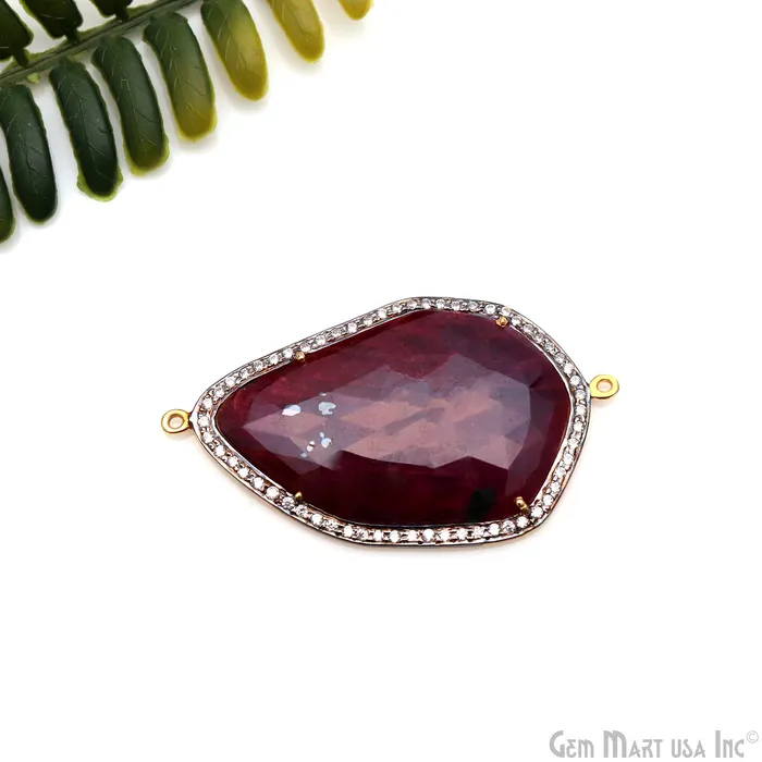 GemmartUSA PreStyled Sets Sapphire Pave Cubic Zirconia 54x31mm Double Bail Gold Vermeil Gemstone Connector GemmartUSA PreStyled Sets Sapphire Pave Cubic Zirconia 54x31mm Double Bail Gold Vermeil Gemstone Connector