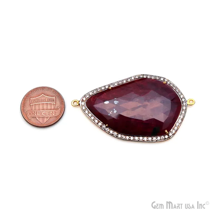 GemmartUSA PreStyled Sets Sapphire Pave Cubic Zirconia 54x31mm Double Bail Gold Vermeil Gemstone Connector GemmartUSA PreStyled Sets Sapphire Pave Cubic Zirconia 54x31mm Double Bail Gold Vermeil Gemstone Connector