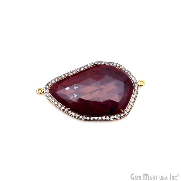 GemmartUSA PreStyled Sets Sapphire Pave Cubic Zirconia 54x31mm Double Bail Gold Vermeil Gemstone Connector GemmartUSA PreStyled Sets Sapphire Pave Cubic Zirconia 54x31mm Double Bail Gold Vermeil Gemstone Connector