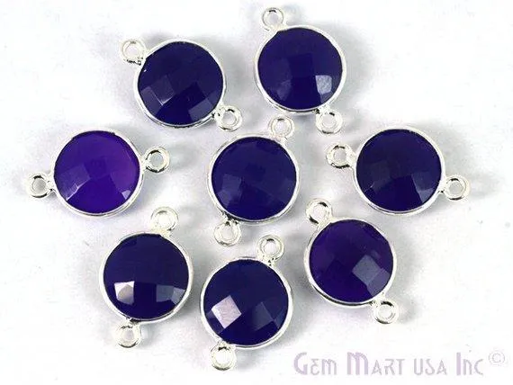 GemMartUSA Round 10mm Double Bail Silver Plated Gemstone Bezel Connector Rings