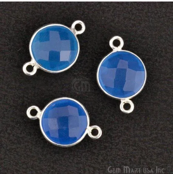 GemMartUSA Round 10mm Double Bail Silver Plated Gemstone Bezel Connector Rings