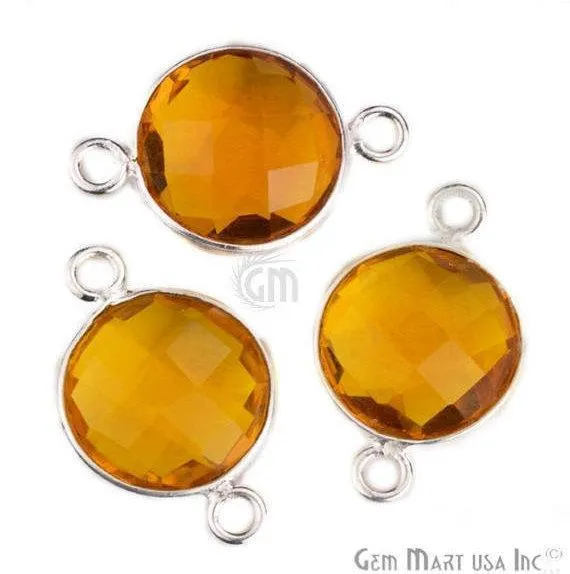 GemMartUSA Round 10mm Double Bail Silver Plated Gemstone Bezel Connector Rings