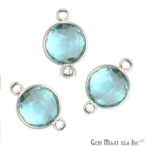 GemMartUSA Round 10mm Double Bail Silver Plated Gemstone Bezel Connector Rings