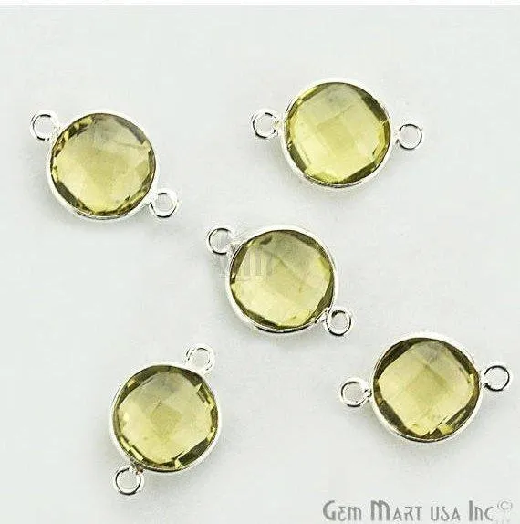 GemMartUSA Round 10mm Double Bail Silver Plated Gemstone Bezel Connector Rings