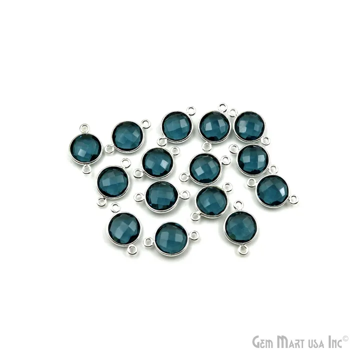 GemMartUSA Round 10mm Double Bail Silver Plated Gemstone Bezel Connector Rings