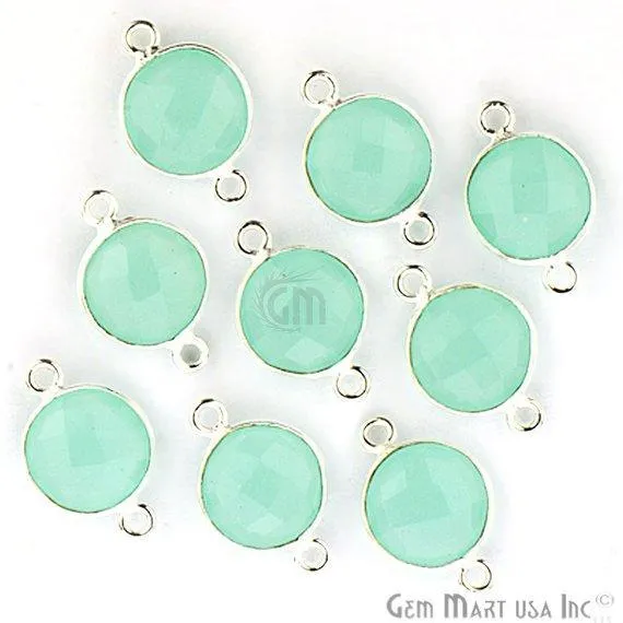 GemMartUSA Round 10mm Double Bail Silver Plated Gemstone Bezel Connector Rings