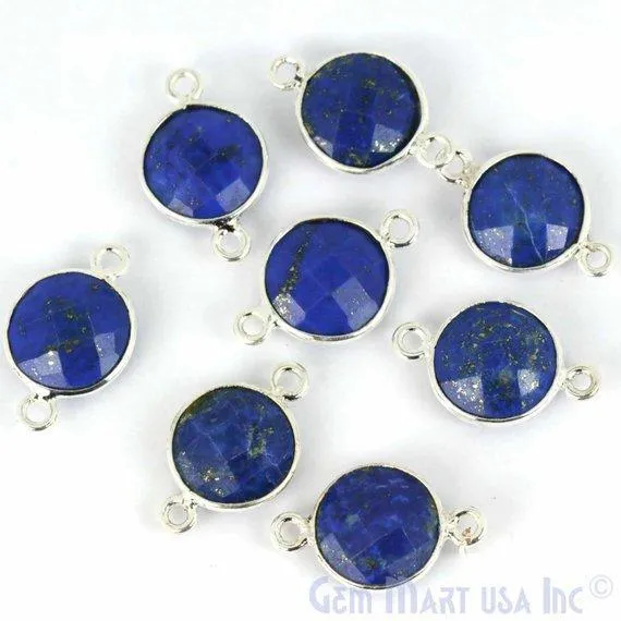 GemMartUSA Round 10mm Double Bail Silver Plated Gemstone Bezel Connector Rings