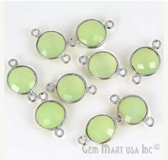GemMartUSA Round 10mm Double Bail Silver Plated Gemstone Bezel Connector Rings