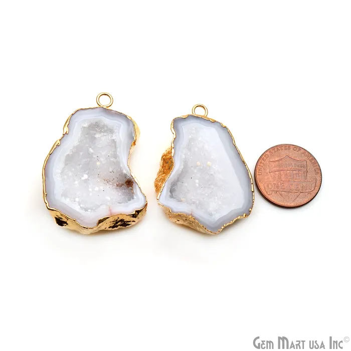 Geode Druzy 28x39mm Organic Gold Electroplated Single Bail Gemstone Earring Connector 1 Pair GemMartUSA Earrings Geode Druzy 28x39mm Organic Gold Electroplated Single Bail Gemstone Earring Connector 1 Pair GemMartUSA Earrings
