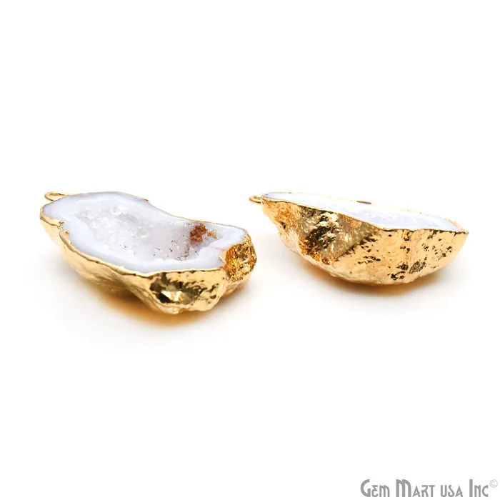 Geode Druzy 28x39mm Organic Gold Electroplated Single Bail Gemstone Earring Connector 1 Pair GemMartUSA Earrings Geode Druzy 28x39mm Organic Gold Electroplated Single Bail Gemstone Earring Connector 1 Pair GemMartUSA Earrings