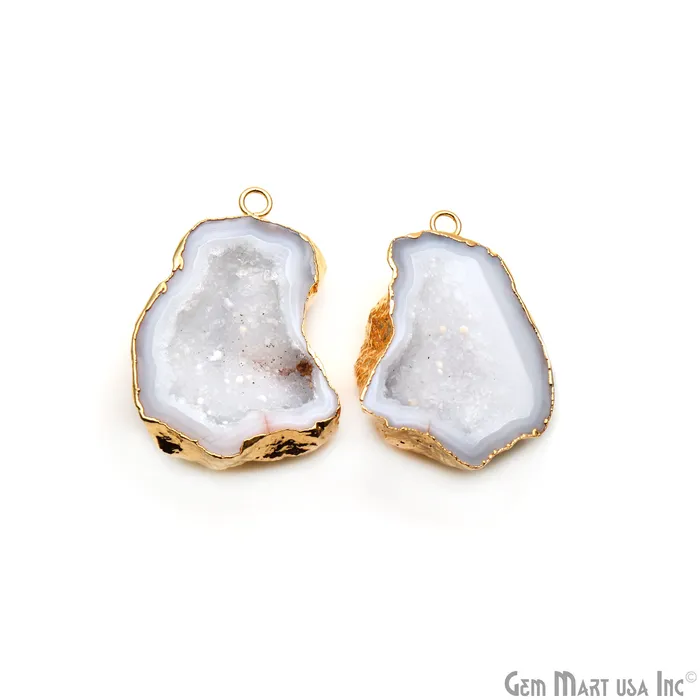 Geode Druzy 28x39mm Organic Gold Electroplated Single Bail Gemstone Earring Connector 1 Pair GemMartUSA Earrings Geode Druzy 28x39mm Organic Gold Electroplated Single Bail Gemstone Earring Connector 1 Pair GemMartUSA Earrings