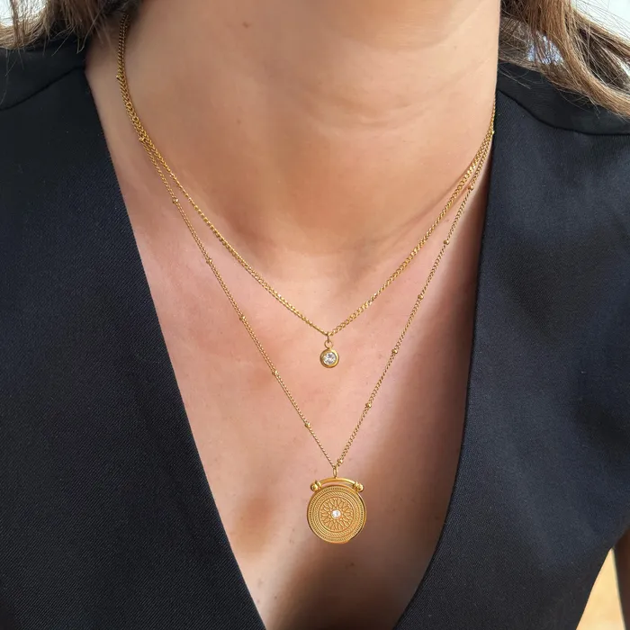 GOLD LONDON MEDALLION COIN LONG PENDANT NECKLACE Mai Dsire Necklaces