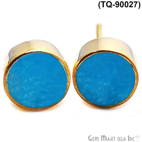 Gold Plated 8mm Round Gemstone Stud Earrings Pick Your Gemstone GemMartUSA Earrings