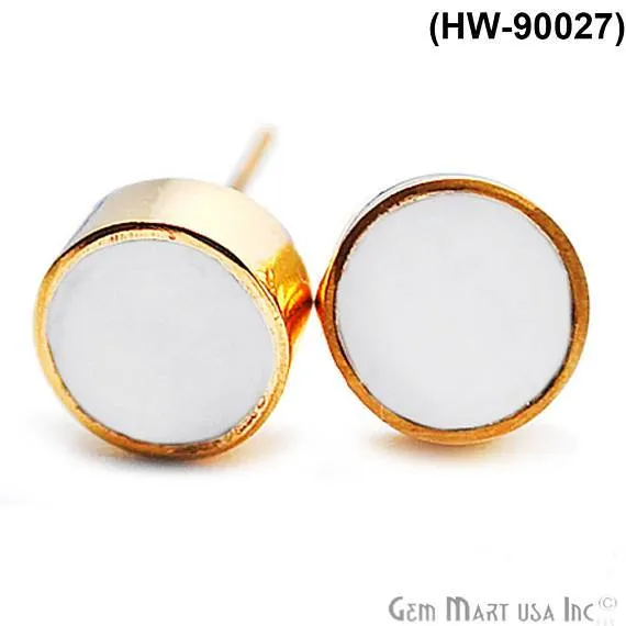 Gold Plated 8mm Round Gemstone Stud Earrings Pick Your Gemstone GemMartUSA Earrings