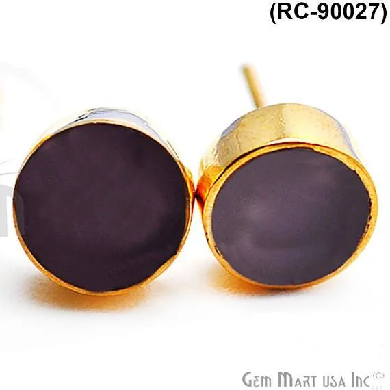 Gold Plated 8mm Round Gemstone Stud Earrings Pick Your Gemstone GemMartUSA Earrings
