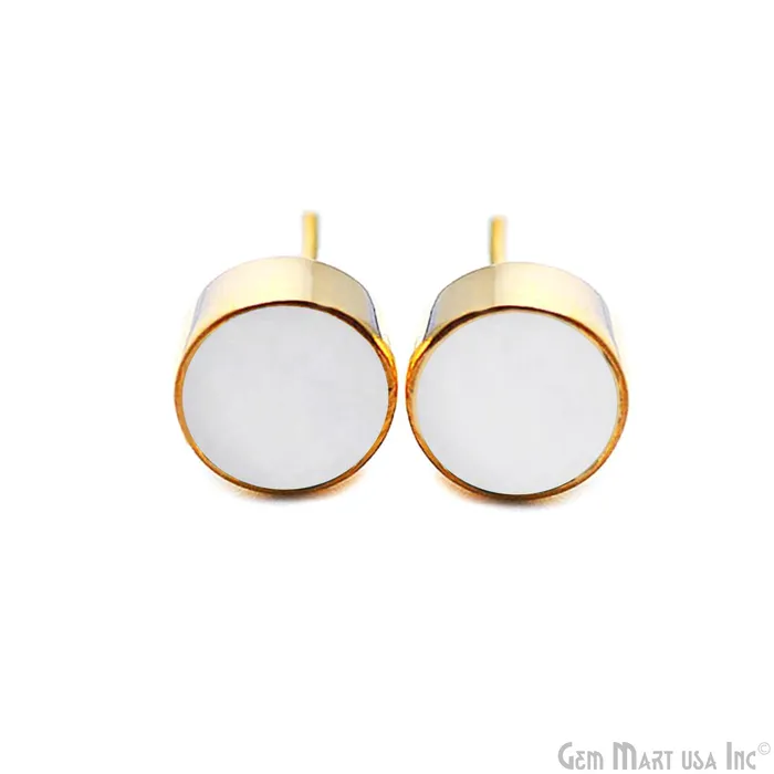 Gold Plated 8mm Round Gemstone Stud Earrings Pick Your Gemstone GemMartUSA Earrings