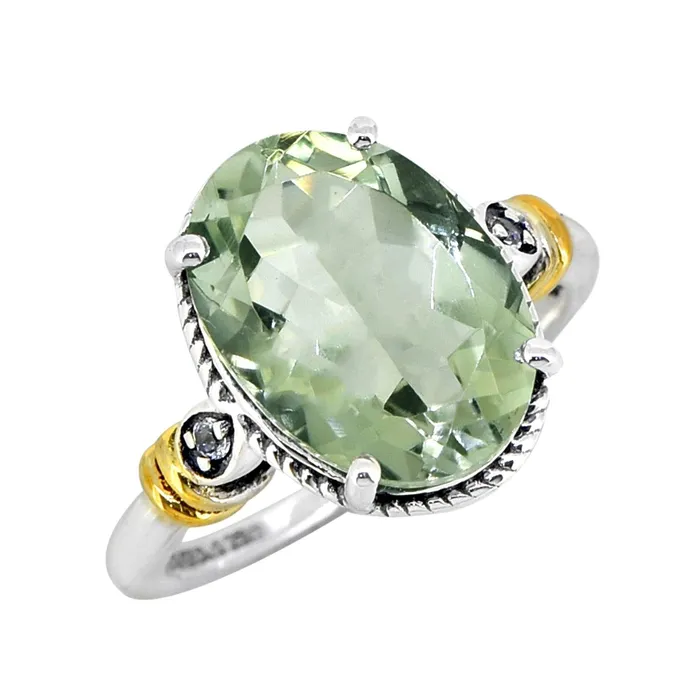 Green Amethyst White Topaz Solid 925 Sterling Silver Gold Plated Ring Gemstone Jewelry YoTreasure Rings Green Amethyst White Topaz Solid 925 Sterling Silver Gold Plated Ring Gemstone Jewelry YoTreasure Rings