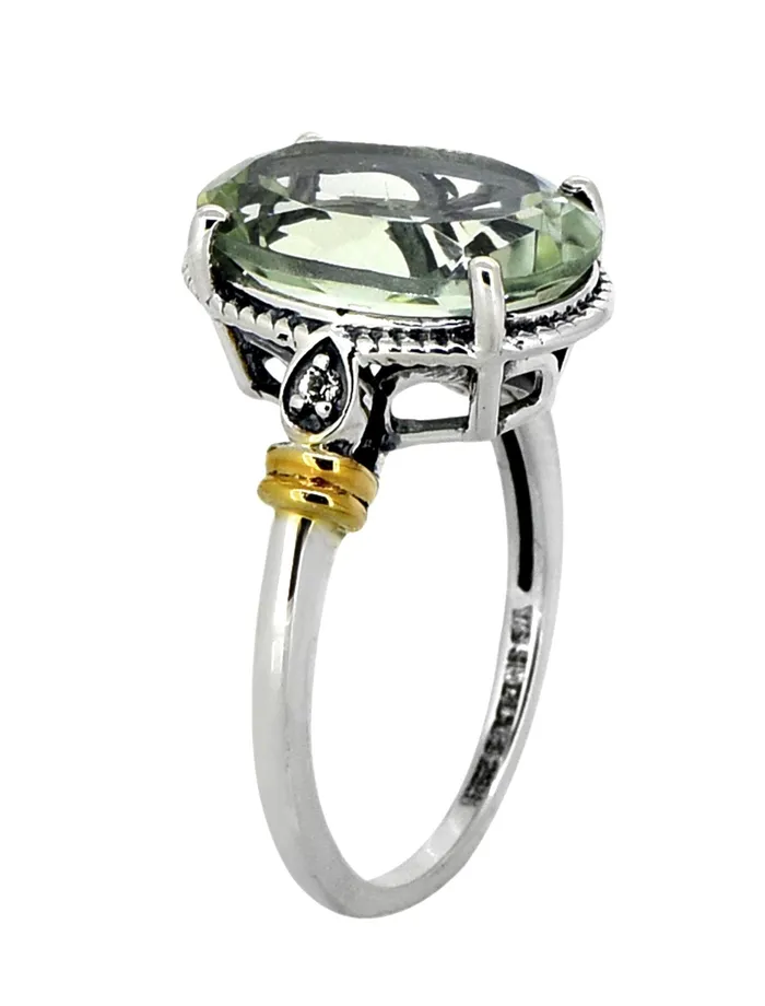 Green Amethyst White Topaz Solid 925 Sterling Silver Gold Plated Ring Gemstone Jewelry YoTreasure Rings Green Amethyst White Topaz Solid 925 Sterling Silver Gold Plated Ring Gemstone Jewelry YoTreasure Rings