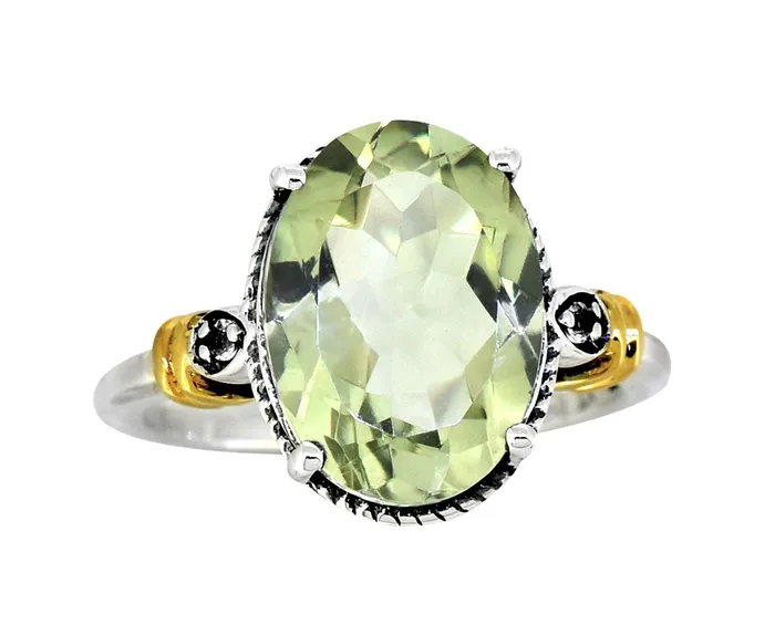 Green Amethyst White Topaz Solid 925 Sterling Silver Gold Plated Ring Gemstone Jewelry YoTreasure Rings Green Amethyst White Topaz Solid 925 Sterling Silver Gold Plated Ring Gemstone Jewelry YoTreasure Rings