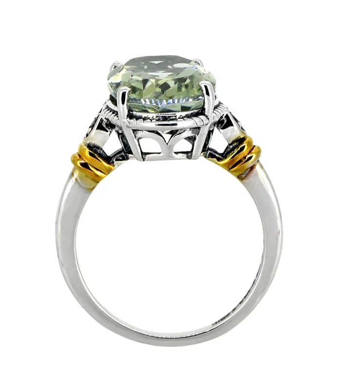Green Amethyst White Topaz Solid 925 Sterling Silver Gold Plated Ring Gemstone Jewelry YoTreasure Rings Green Amethyst White Topaz Solid 925 Sterling Silver Gold Plated Ring Gemstone Jewelry YoTreasure Rings