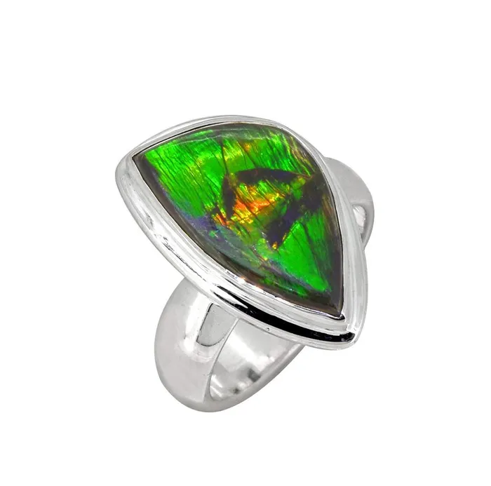 Green Ammolite Solid 925 Sterling Silver Ring YoTreasure Rings