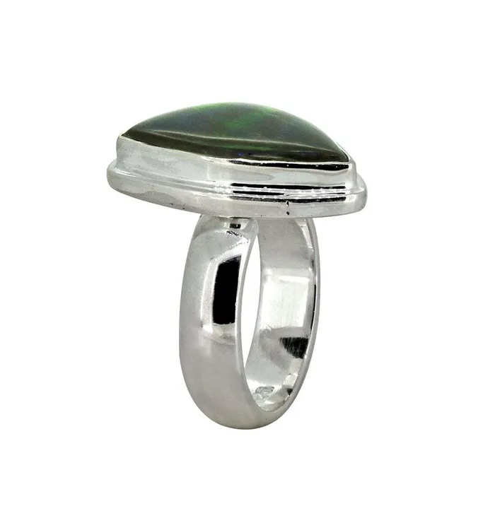 Green Ammolite Solid 925 Sterling Silver Ring YoTreasure Rings