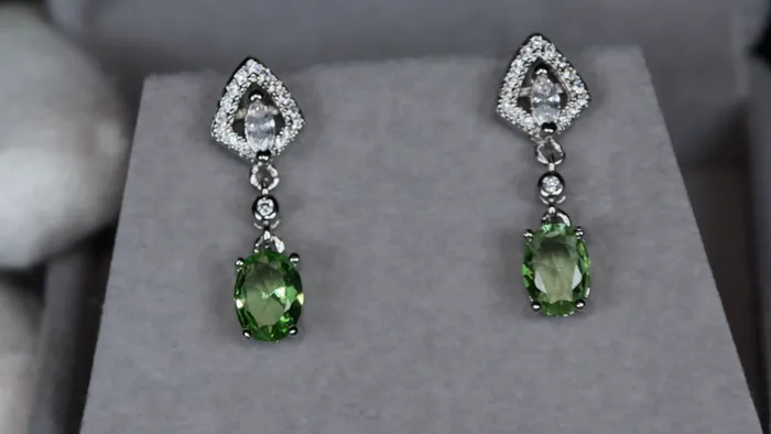 Green Diamond Earrings Green Diamond Oval Earrings Diamond Earrings Lab Diamonds London Earrings