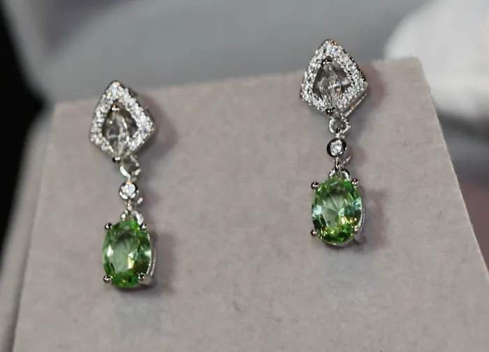 Green Diamond Earrings Green Diamond Oval Earrings Diamond Earrings Lab Diamonds London Earrings