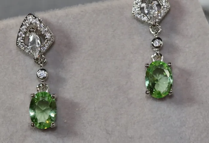 Green Diamond Earrings Green Diamond Oval Earrings Diamond Earrings Lab Diamonds London Earrings