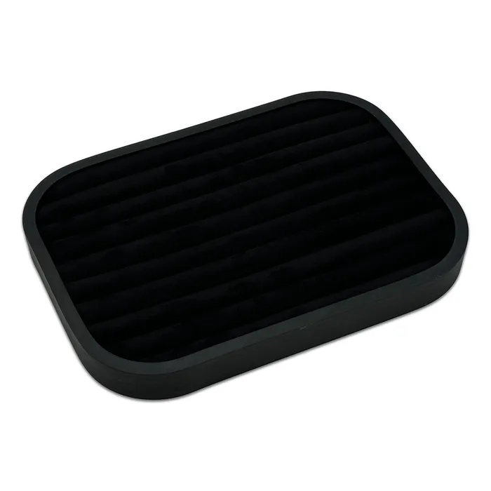 JPI Display Rings 10 58 x 7 58 Black Brushed Aluminum Black Velvet 9 Row Ring Display Tray JPI Display Rings 10 58 x 7 58 Black Brushed Aluminum Black Velvet 9 Row Ring Display Tray