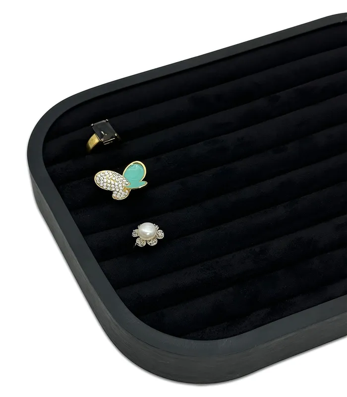 JPI Display Rings 10 58 x 7 58 Black Brushed Aluminum Black Velvet 9 Row Ring Display Tray JPI Display Rings 10 58 x 7 58 Black Brushed Aluminum Black Velvet 9 Row Ring Display Tray