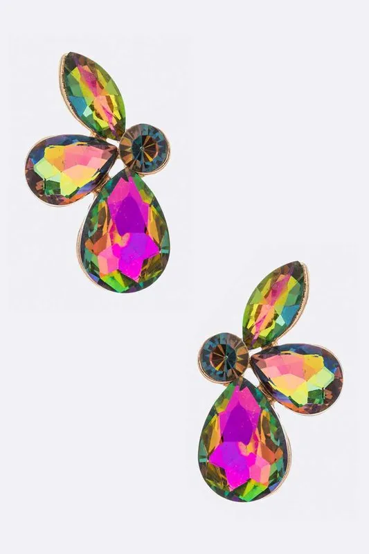 LA Jewelry Plaza Earrings Crystal Flower Statement Earrings