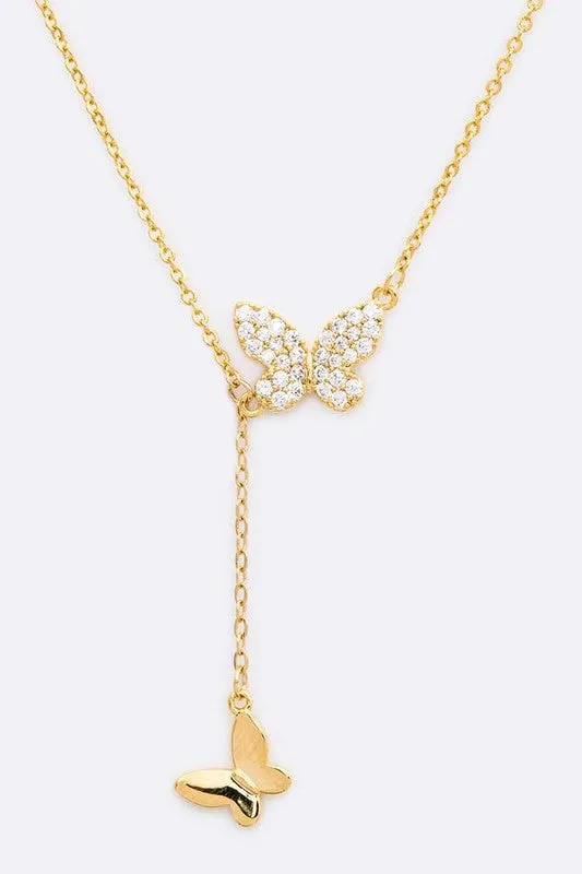LA Jewelry Plaza Necklaces Cubic Zirconia Double Butterfly Pendant Necklace Online Only LA Jewelry Plaza Necklaces Cubic Zirconia Double Butterfly Pendant Necklace Online Only