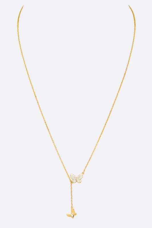 LA Jewelry Plaza Necklaces Cubic Zirconia Double Butterfly Pendant Necklace Online Only LA Jewelry Plaza Necklaces Cubic Zirconia Double Butterfly Pendant Necklace Online Only