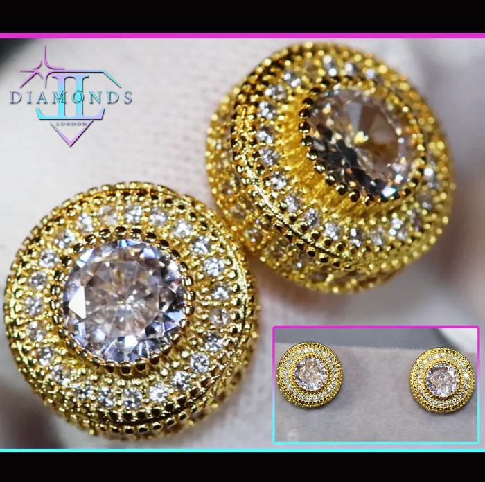 Lab Diamonds London Earrings Gold Iced Out Ear Studs