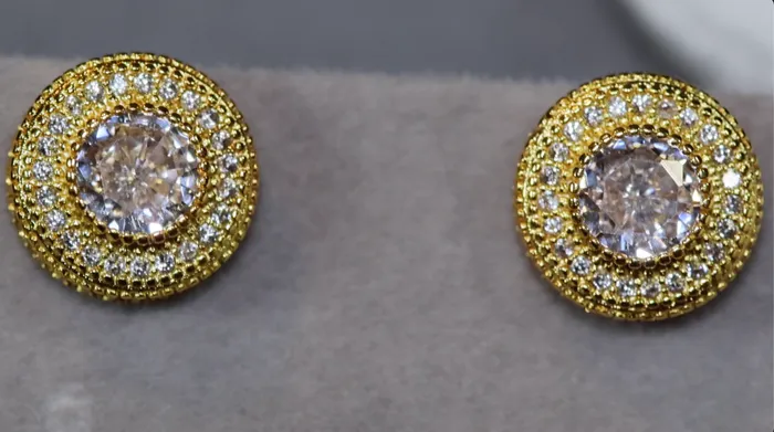Lab Diamonds London Earrings Gold Iced Out Ear Studs