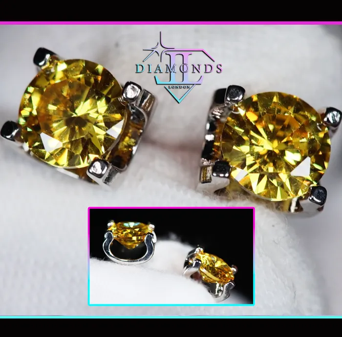 Lab Diamonds London Earrings Yellow Diamond Ear Studs Womens Earrings Yellow Diamond Earrings