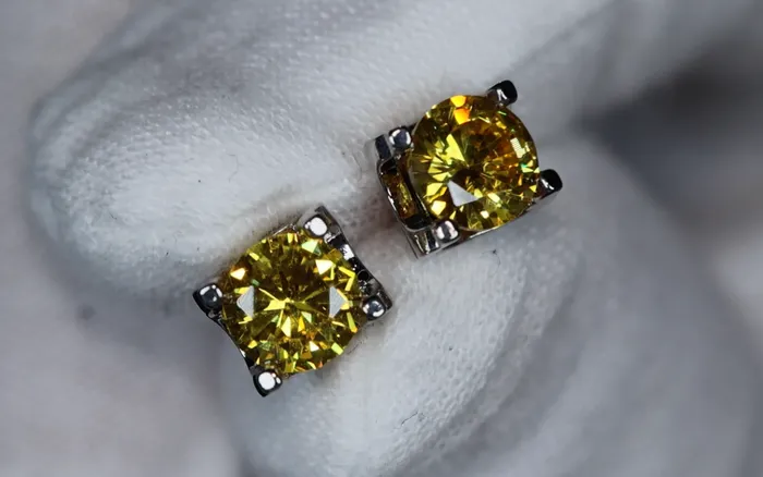 Lab Diamonds London Earrings Yellow Diamond Ear Studs Womens Earrings Yellow Diamond Earrings