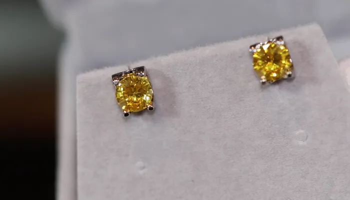 Lab Diamonds London Earrings Yellow Diamond Ear Studs Womens Earrings Yellow Diamond Earrings