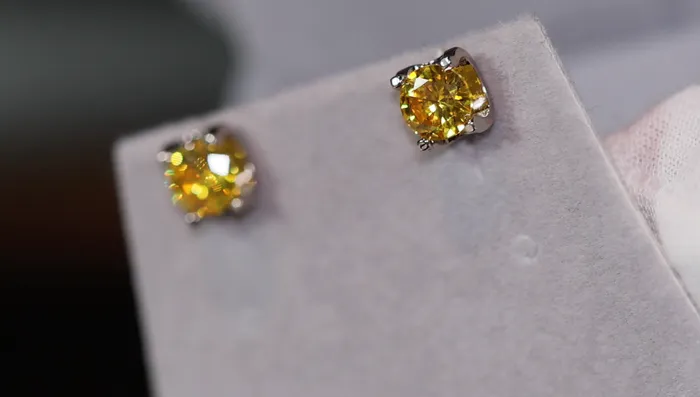 Lab Diamonds London Earrings Yellow Diamond Ear Studs Womens Earrings Yellow Diamond Earrings