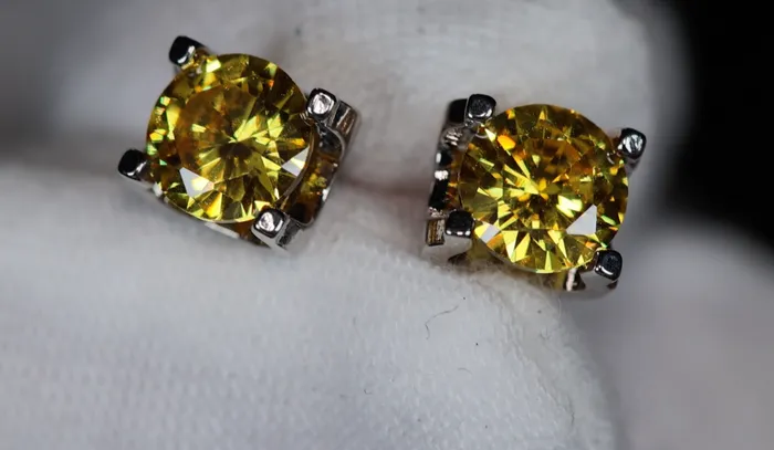 Lab Diamonds London Earrings Yellow Diamond Ear Studs Womens Earrings Yellow Diamond Earrings