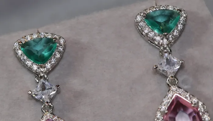 Lab Diamonds London Pink Diamond Earrings Green Diamond Earrings Womens Earrings Halo Earrings Dangle Earrings Summer Earrings Pink Earrings Earrings