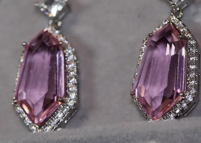 Lab Diamonds London Pink Diamond Earrings Green Diamond Earrings Womens Earrings Halo Earrings Dangle Earrings Summer Earrings Pink Earrings Earrings