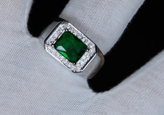 Lab Diamonds London Rings Mens Silver Green Diamond Ring Mens Emerald Green Diamond Ring