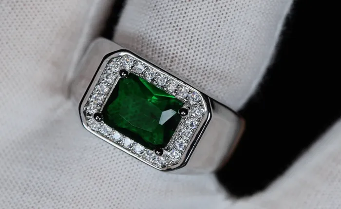 Lab Diamonds London Rings Mens Silver Green Diamond Ring Mens Emerald Green Diamond Ring