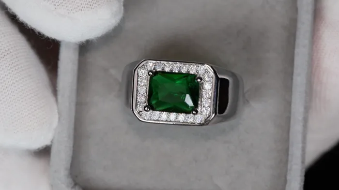 Lab Diamonds London Rings Mens Silver Green Diamond Ring Mens Emerald Green Diamond Ring