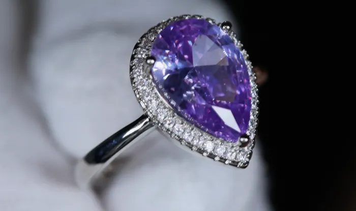 Lab Diamonds London Rings Purple Pear Cut Diamond Ring Womens Purple Diamond Ring